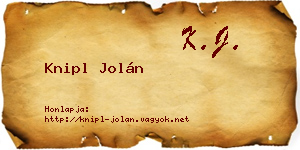Knipl Jolán névjegykártya